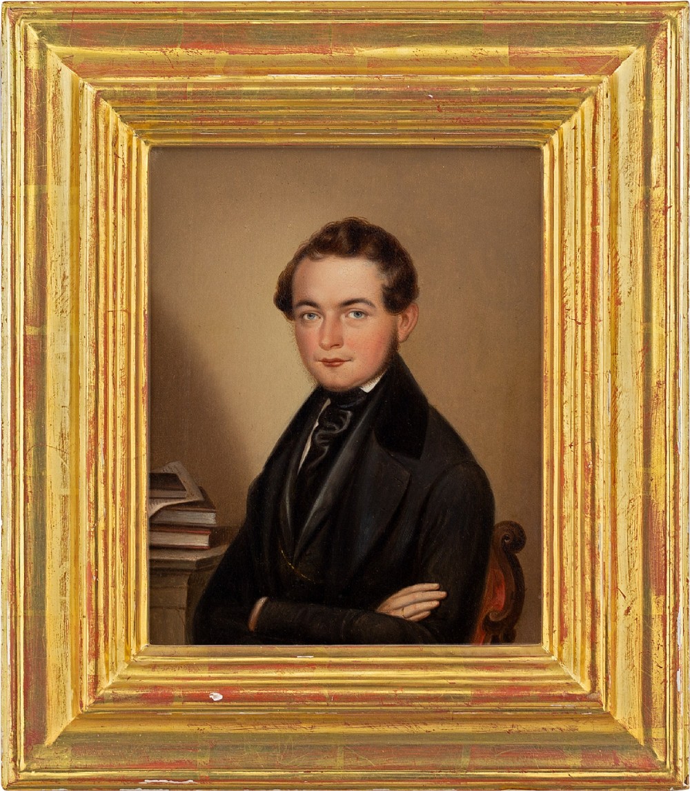 19th-Century Portrait Of A Young Gentleman - Antique Oil Painting 