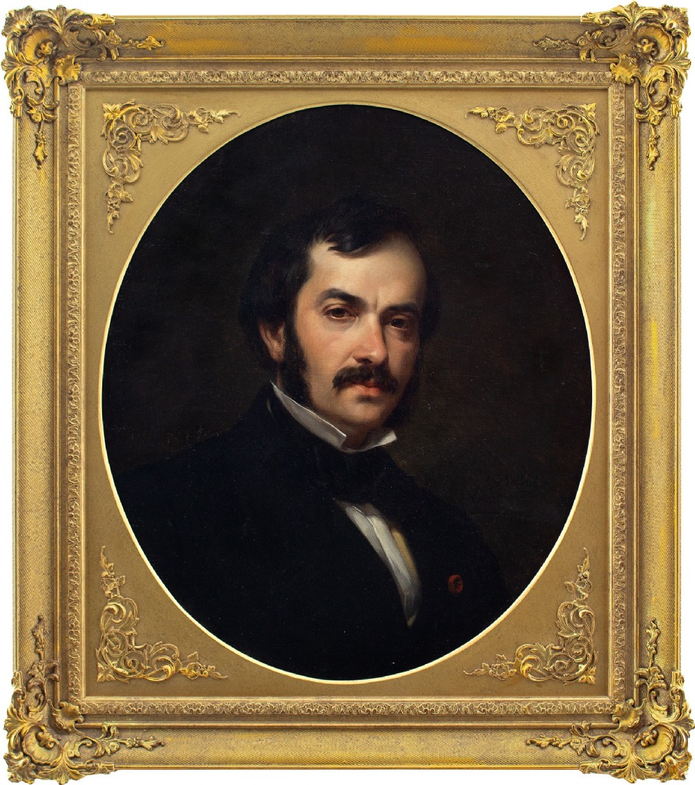 Emile Charles Labbé, Portrait Of A Gentleman - Antique Oil Painting 