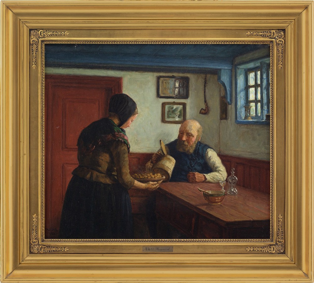 Valdemar Magaard, The Empty Ol’ Mug - Antique Oil Painting