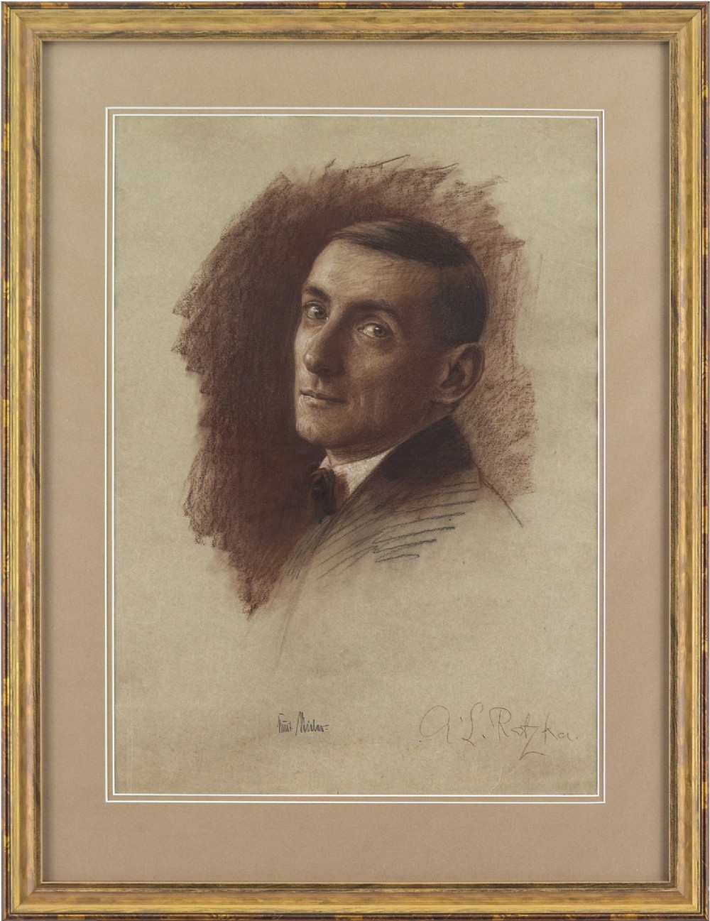 Arthur Ludwig Ratzka, Portrait Of A Gentleman - Antique Pastel Drawing 