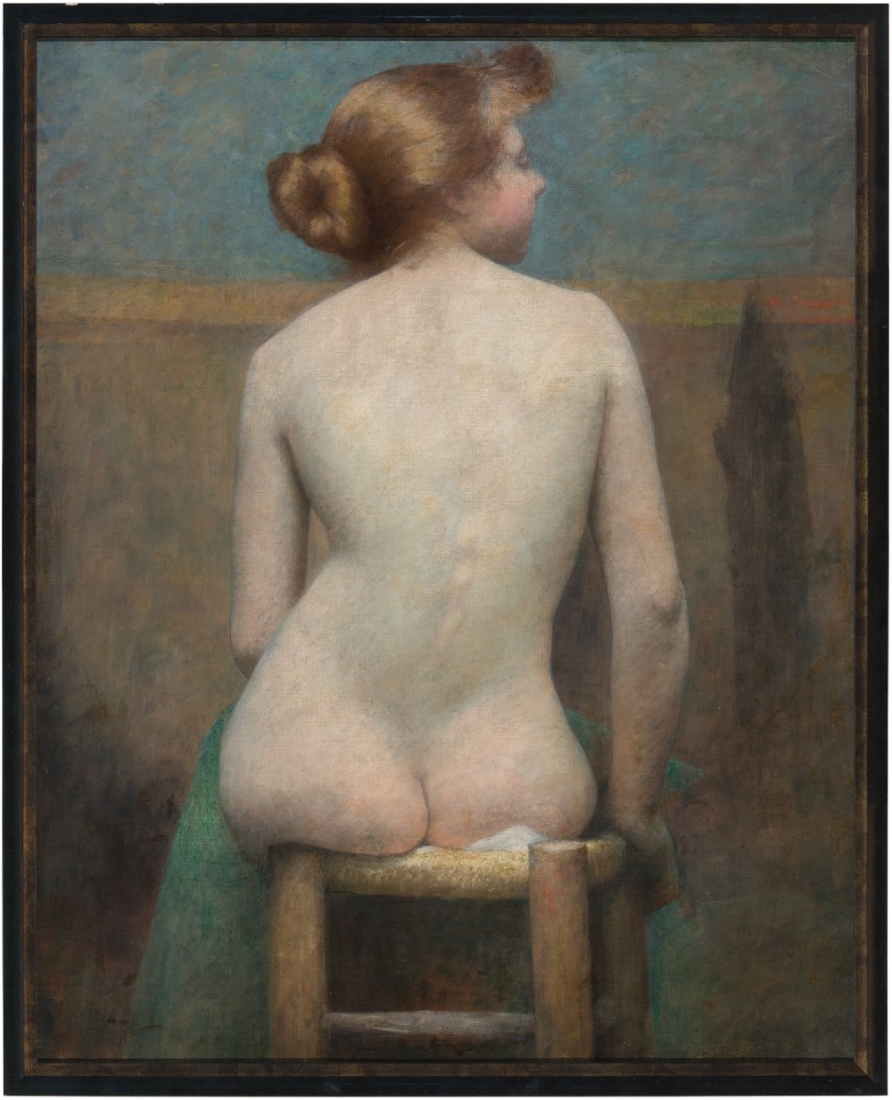 Early 20th-Century Danish School, Seated Female Nude, Antique Oil Painting