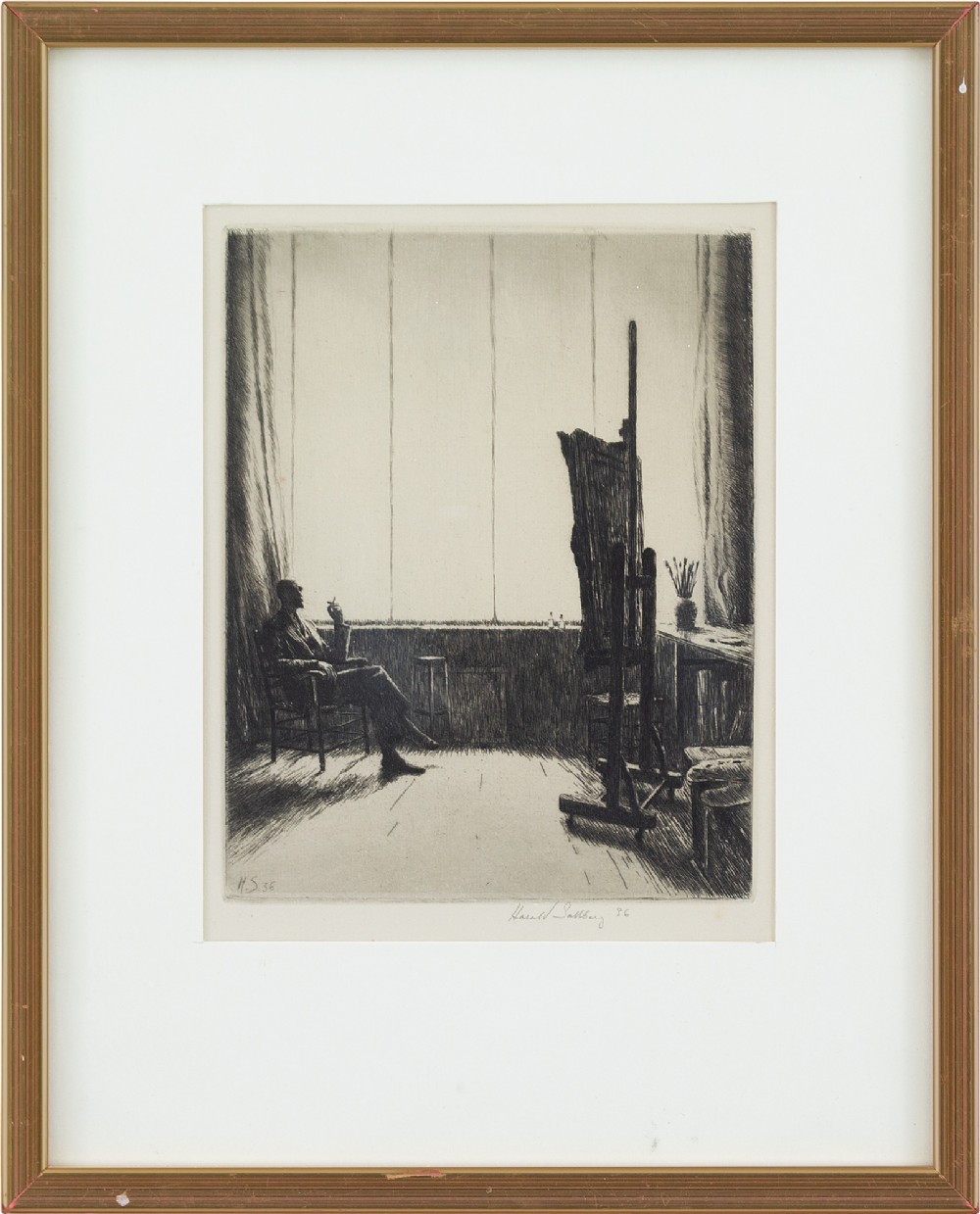 Harald Sallberg, Meditation - Vintage Etching 