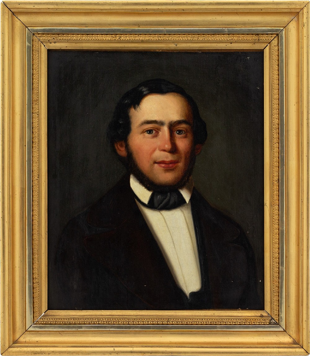 19th-Century German School Portrait Of A Gentleman - Antique Oil Painting 