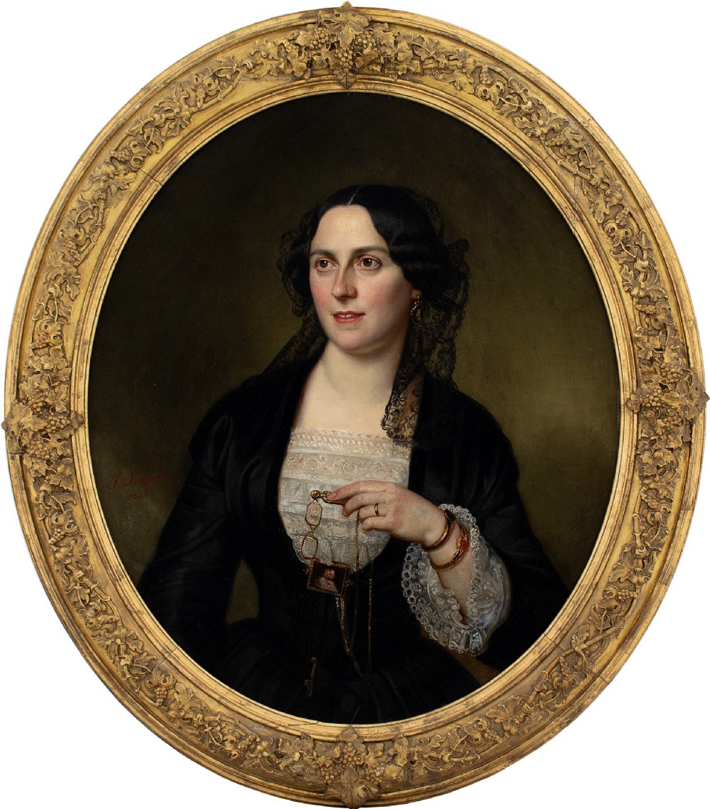 Julius Schoppe, Portrait Of A Lady - Antique Oil Painting 