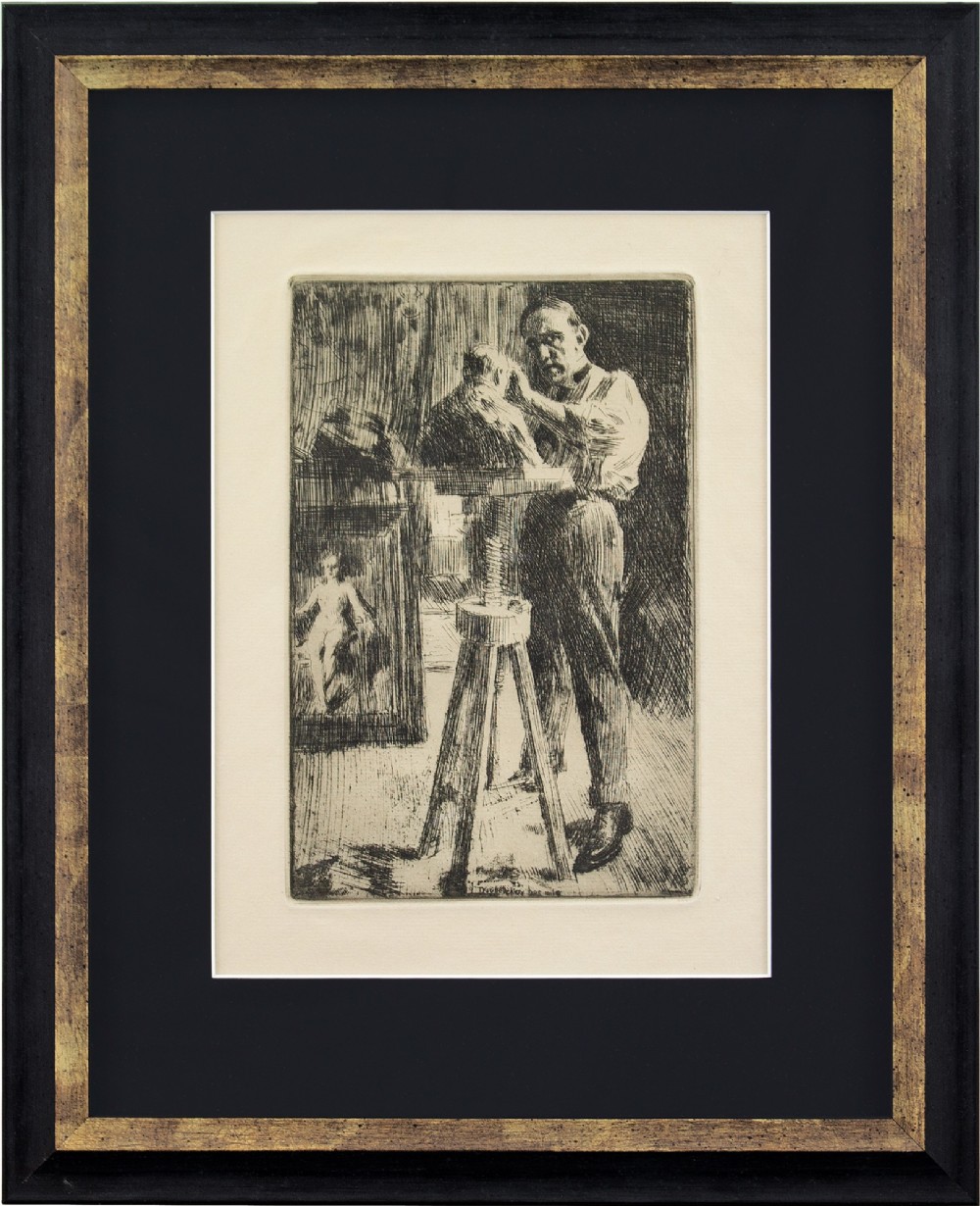 Anders Zorn, Prince Paul Troubetzkoy In The Studio - Antique Etching 