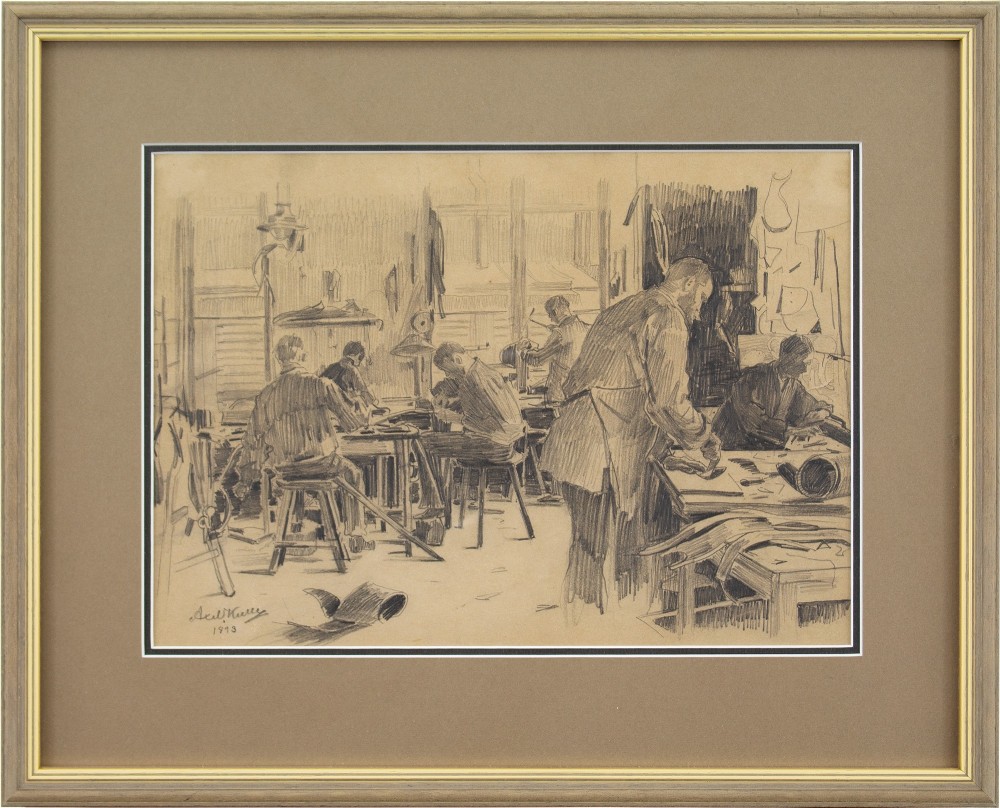 Axel Kulle, Leather Tannery - Antique Drawing 