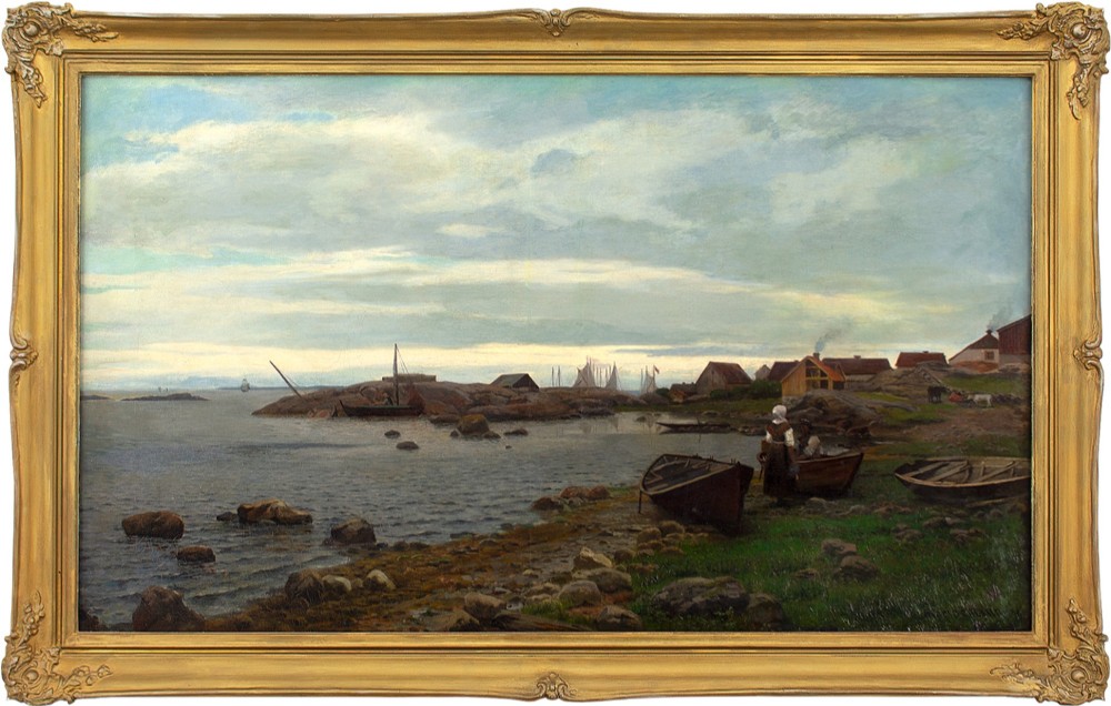 Albert Leopold Rheinemann, Extensive Coastal Scene With Cottages
