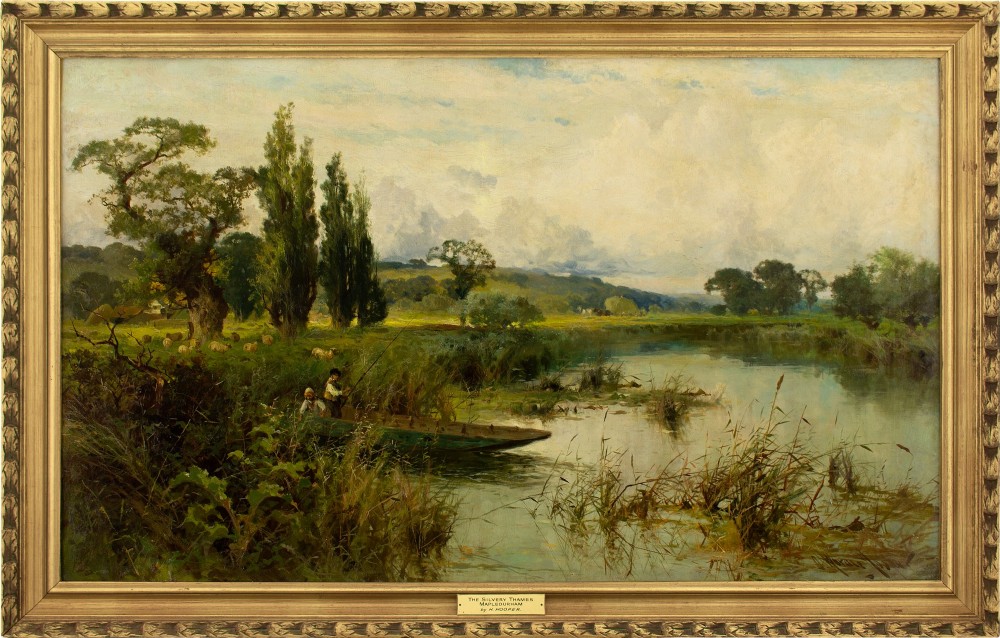 John Horace Hooper, The Silvery Thames, Mapledurham - Antique Oil Painting 