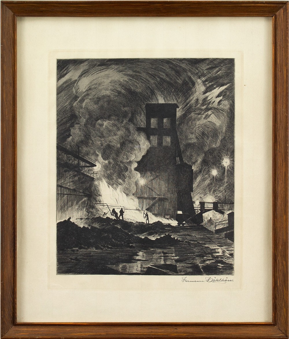 Herman Kätelhön, Four Mining Scenes - Antique Etching 