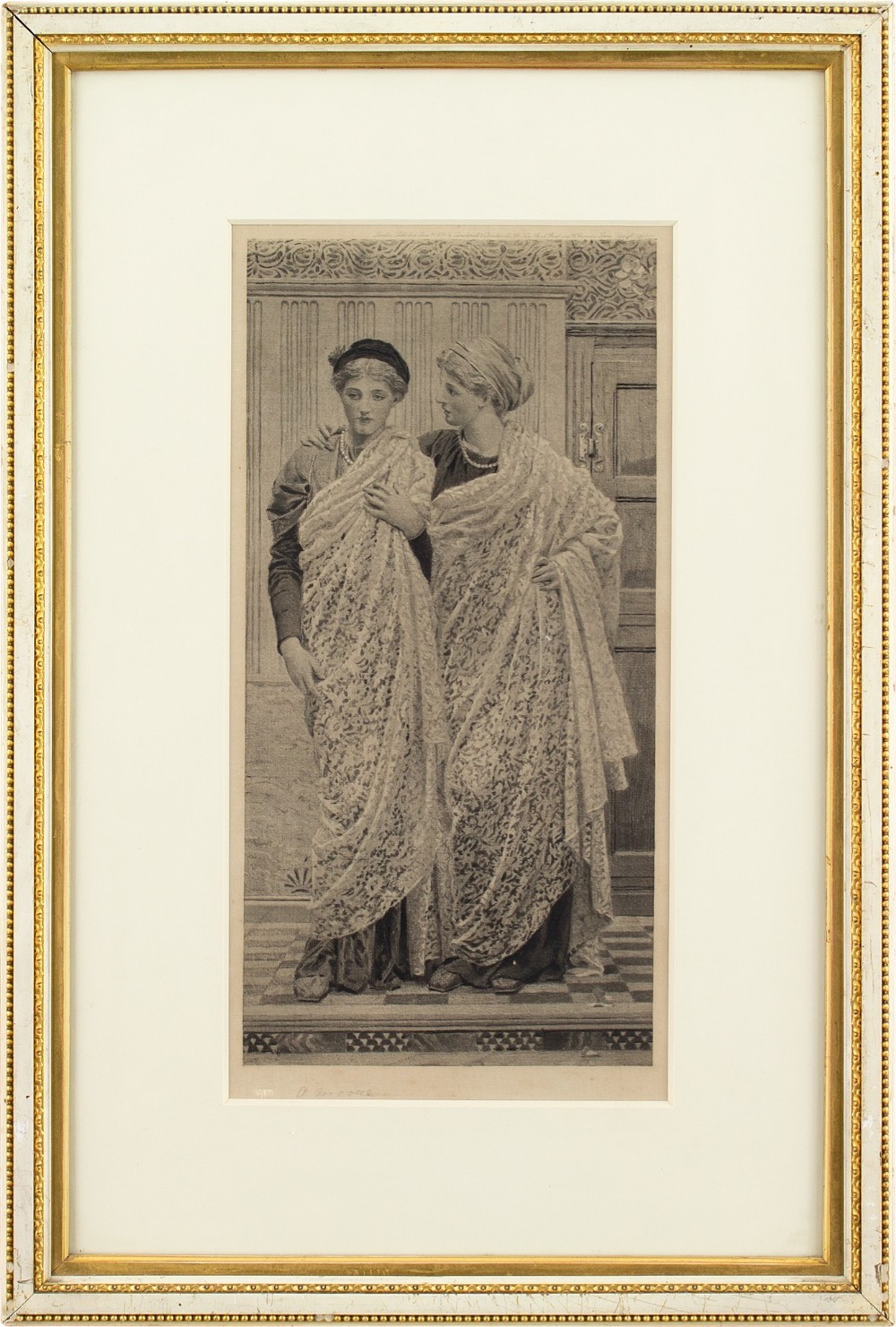 After Albert Joseph Moore, Two Maidens - Print on Silk 