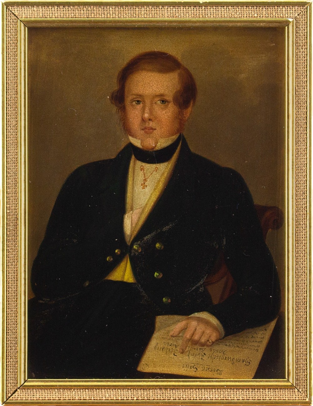 19th-Century Miniature Portrait Of Henry Jones - Antique Oil Painting 