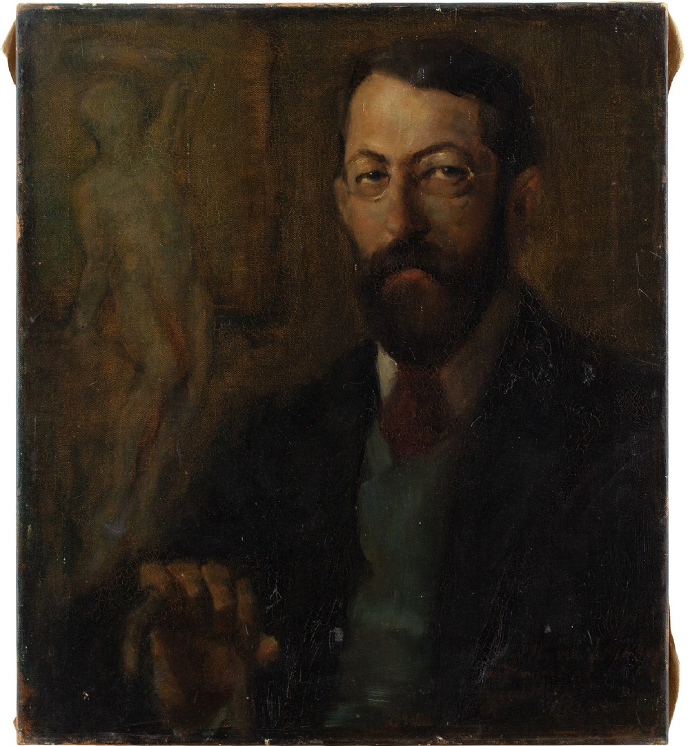 Early 20th-Century German School, Portrait Of Anton Müller-Wischin - Antique Oil Painting 