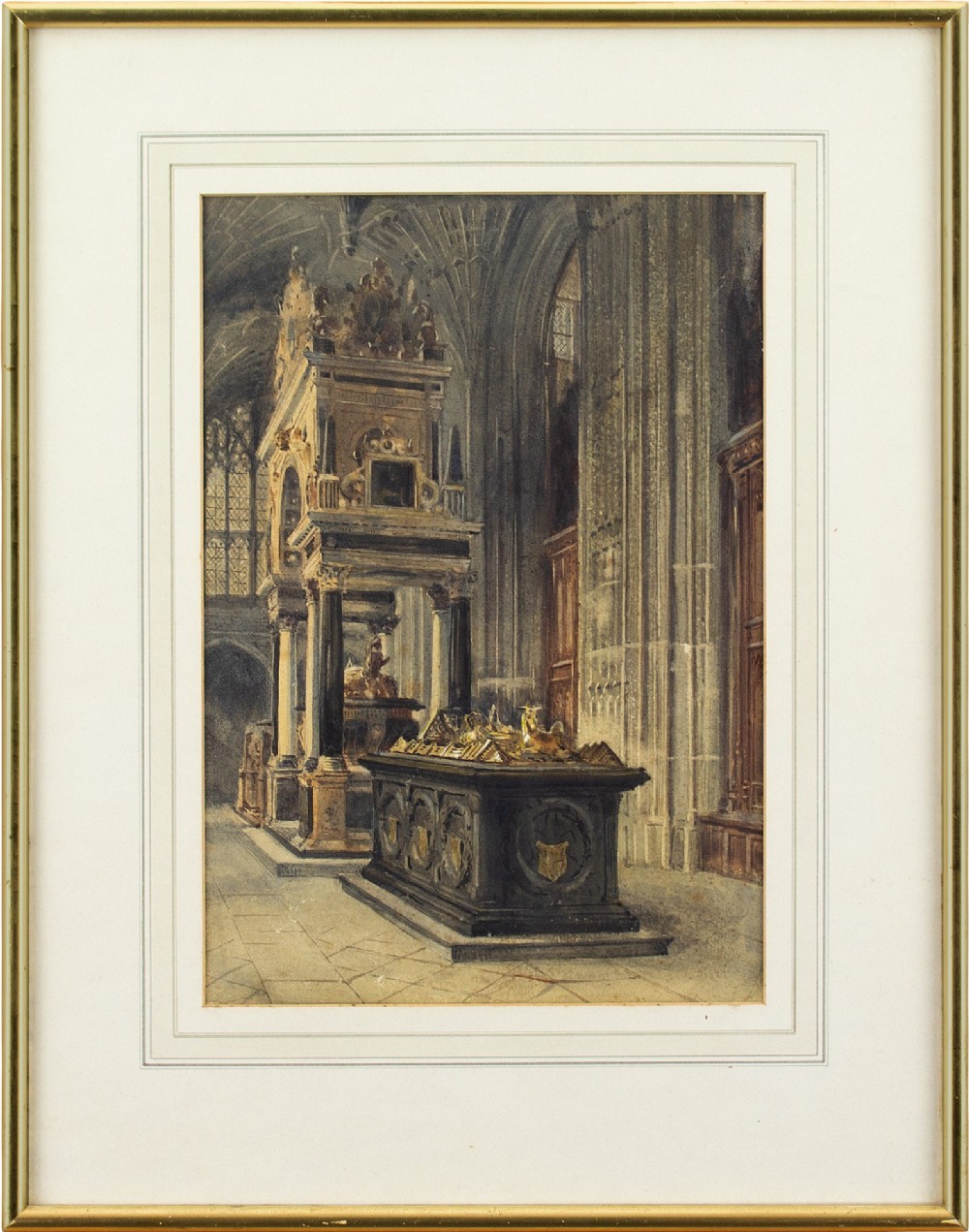 Mary Queen Of Scots’ Tomb, Westminster Abbey, London - Antique Watercolour