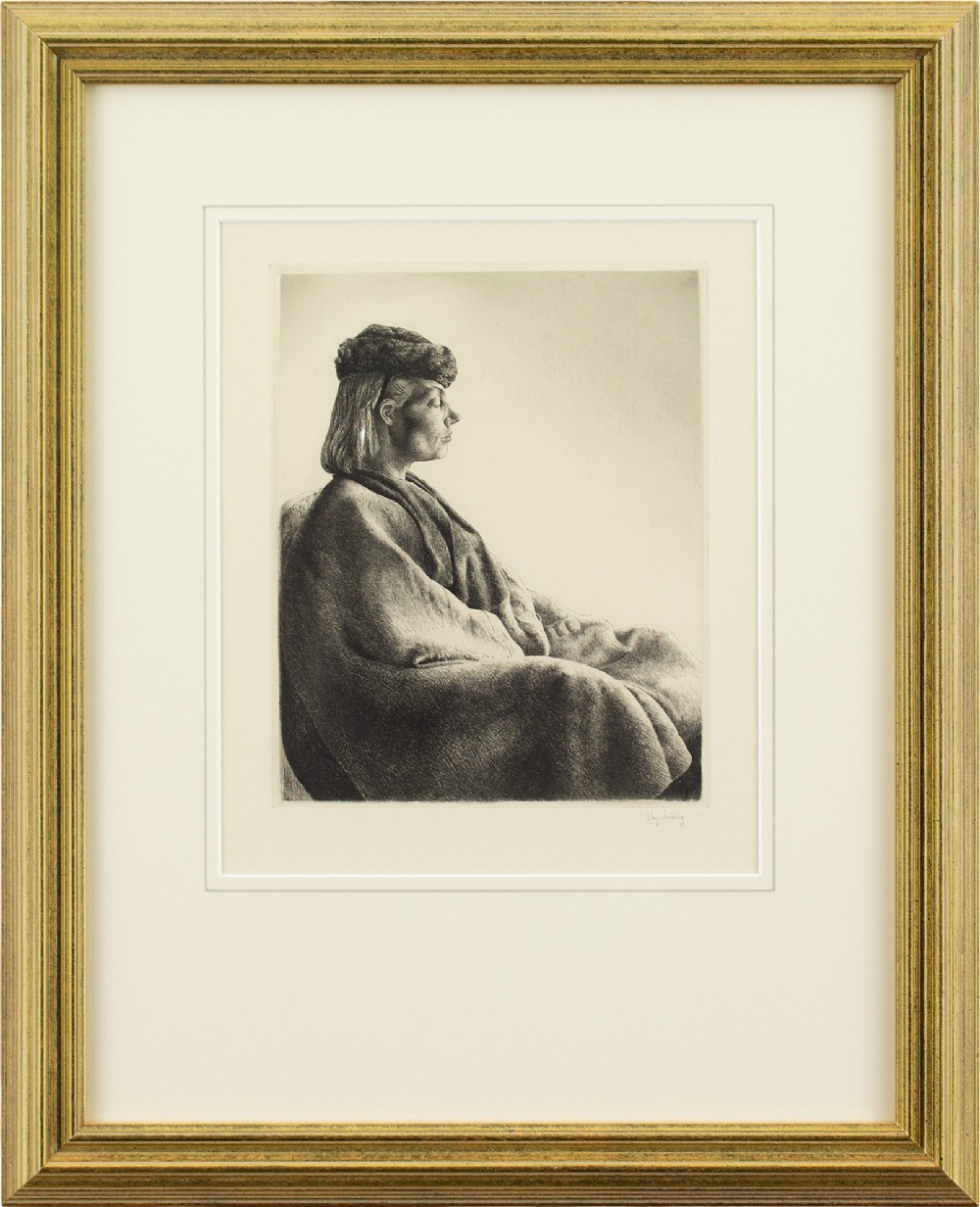 Stig Asberg, Portrait Of Lisa Åsberg, The Artist’s Wife - Antique Etching 