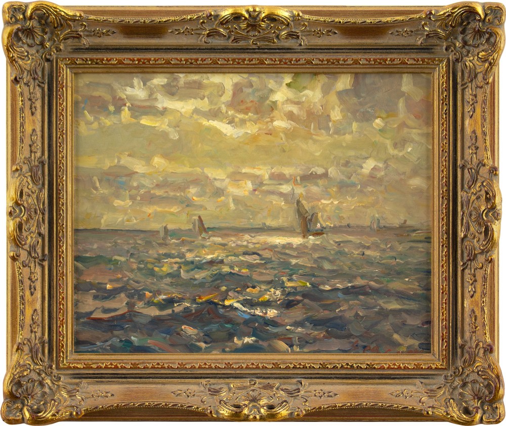 Erich Mercker, Seascape - Vintage Oil Painting 