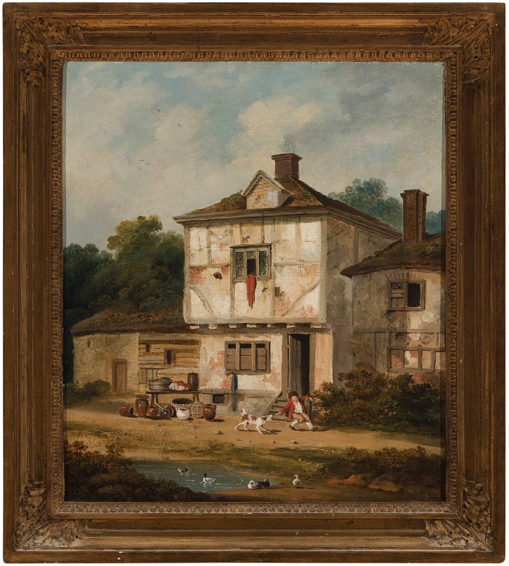 Micheal ‘Angelo’ Rooker, Rural Scene With Boy & Dog, 18th Century Oil Painting