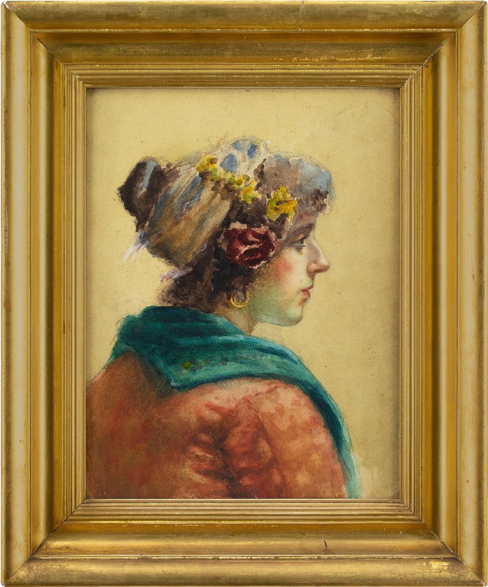 Early 20th-Century Continental Portrait Of A Romani - Antique Watercolour