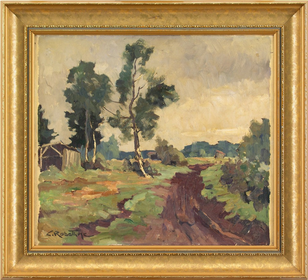 Curt Rabethge, Moorland With Birch Trees - Vintage Oil Painting