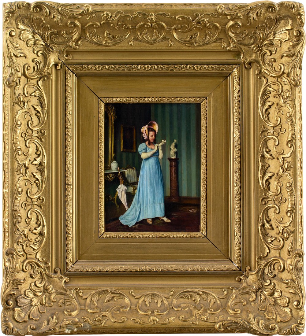Otto Voigt, The Finishing Touches - Antique Oil Painting 