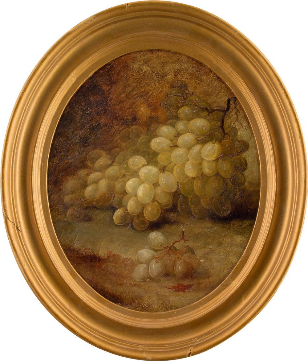David Brownsworth, Still Life With Grapes - Antique Oil Painting 