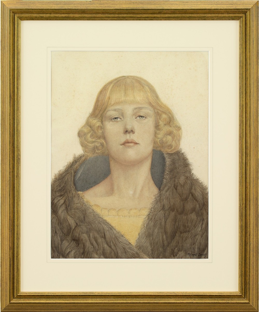 Thomas Capel Walton Smith, Early 20th-Century Portrait Of A Woman - Antique Watercolour