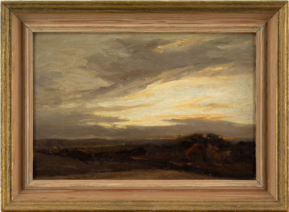 Robert Buchan Nisbet, Tonalist Landscape With Evening Sky - Antique Oil Painting 