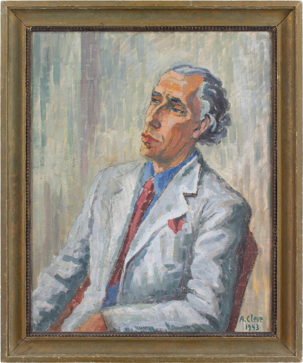 Agnes Cleve, Portrait Of Jan Bolinder - Vintage Oil Painting 