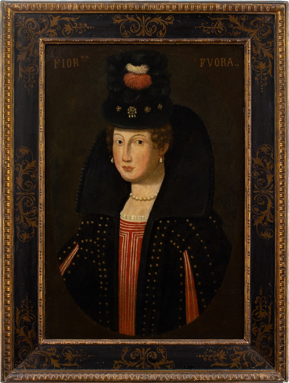 17th-Century Italian School, Portrait Of A Lady - Antique Oil Painting 