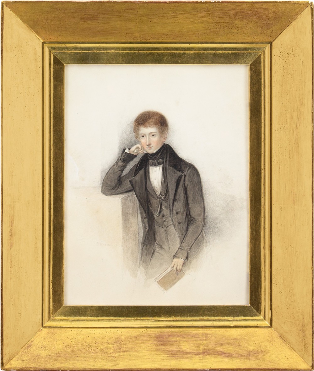 William Moore, Portrait Of A Boy - Antique Watercolour