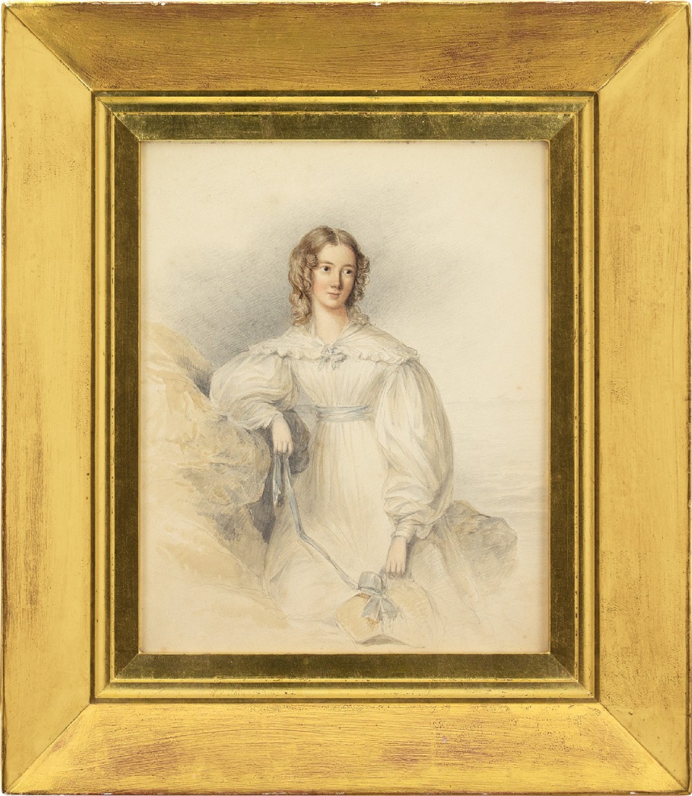 William Moore, Portrait Of A Lady - Antique Watercolour