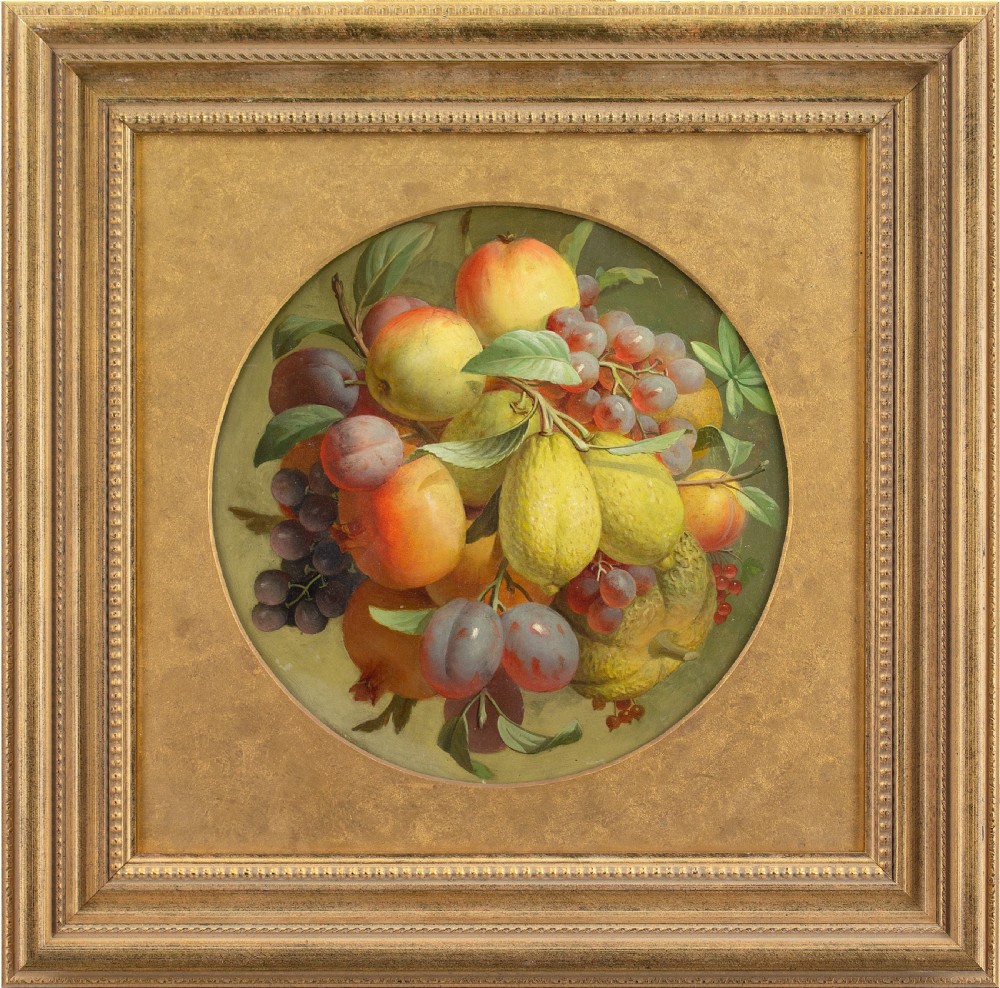 Early 19th-Century Continental Still Life With Fruit - Antique Oil Painting 