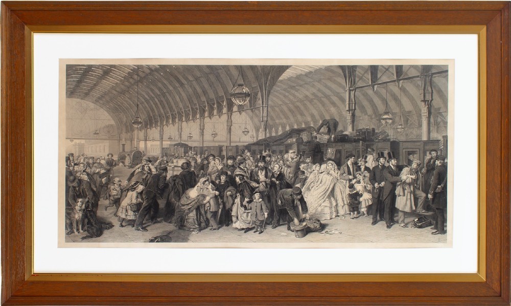 Francis Holl After William Powell Frith, The Railway Station - Antique Engraving and Etching 
