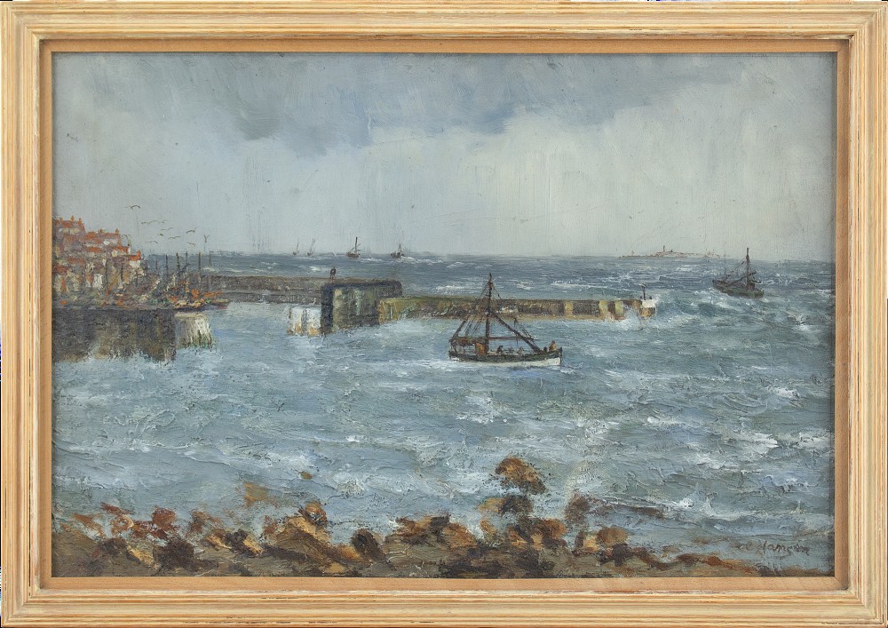 Christine Hansen, Storm Firth Of Forth - Antique Oil Painting 
