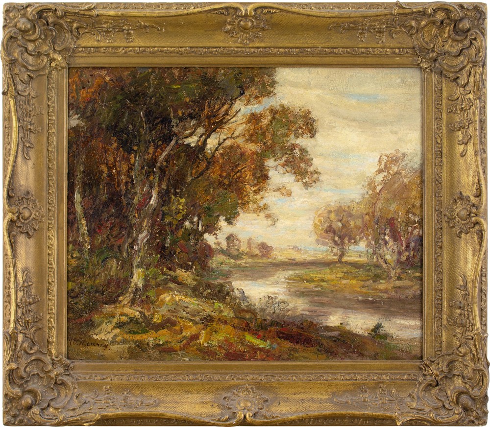 William Mouncey, River Landscape - Antique Oil Painting 