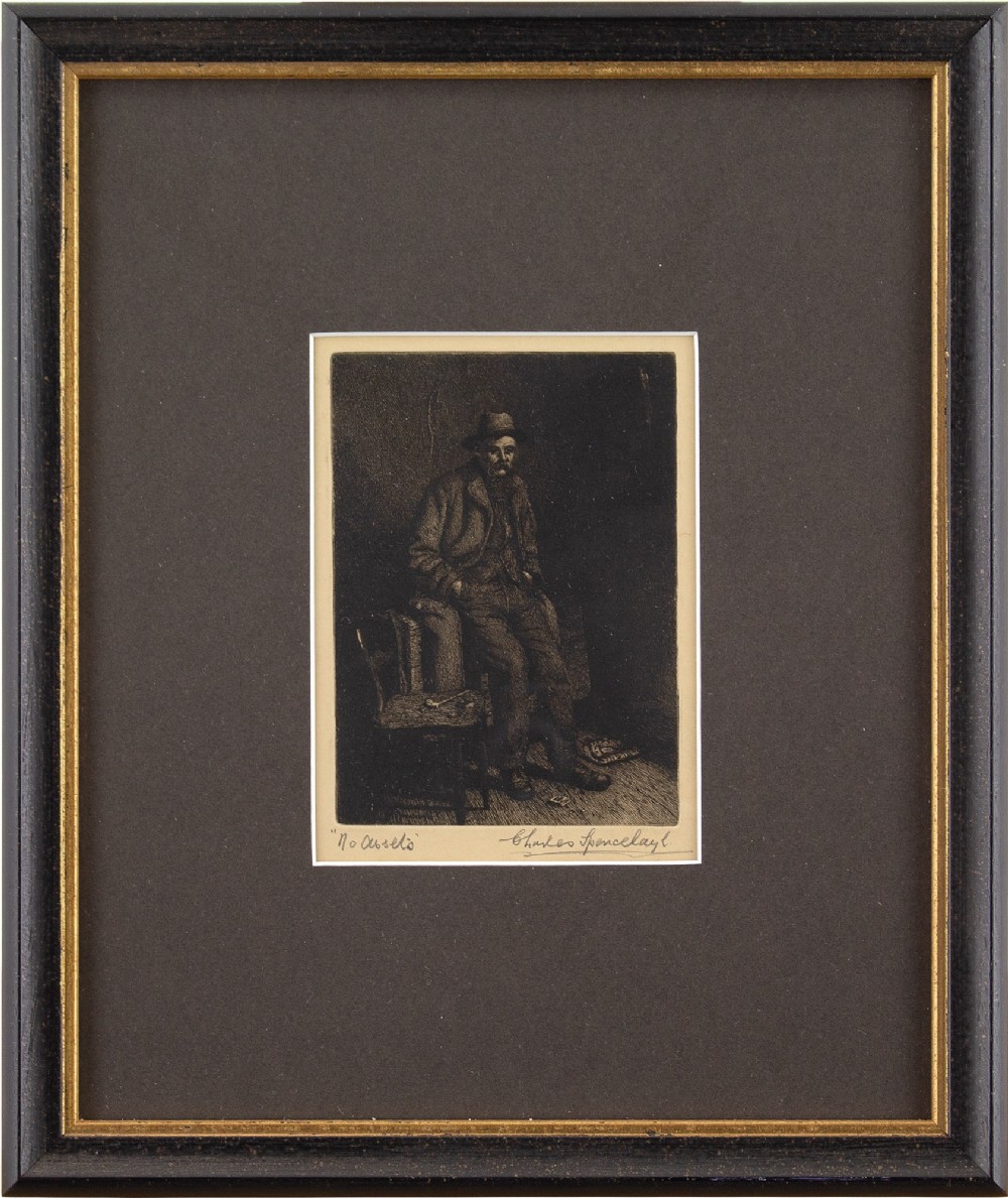 Charles Spencelayh, No Assets - Vintage Etching 