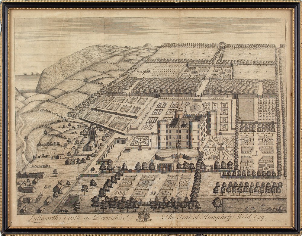 Early 18th-Century Engraving, Lulworth Castle in Dorsetshire, The Seat of Humphry Weld - Antique Engraving 