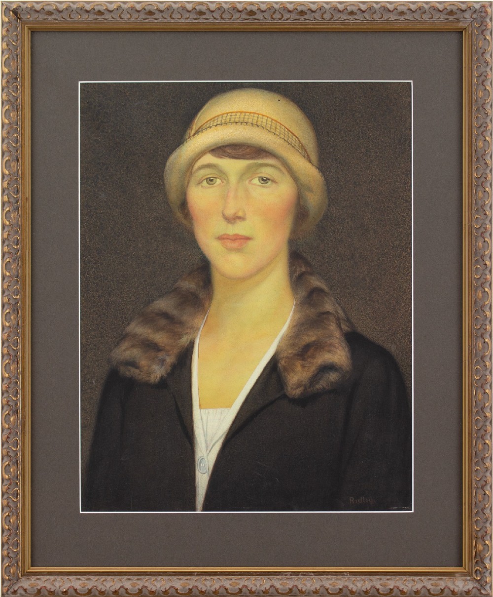 Edward Ridley, 1920s Portrait Of A Woman - Antique Watercolour