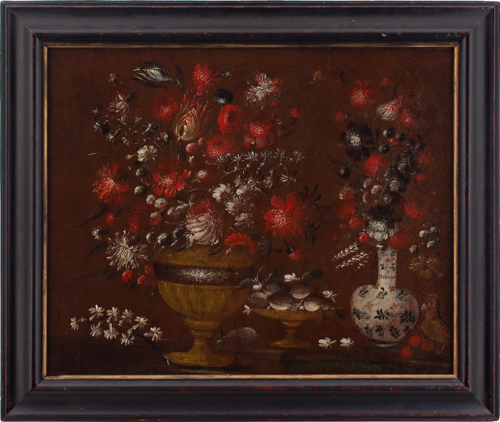17th-Century Italian School Still Life With Flowers - Antique Oil Painting 