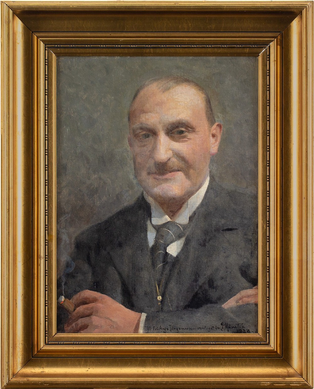 Peter Mønsted, Portrait Of Aage Jørgensen - Antique Oil Painting 