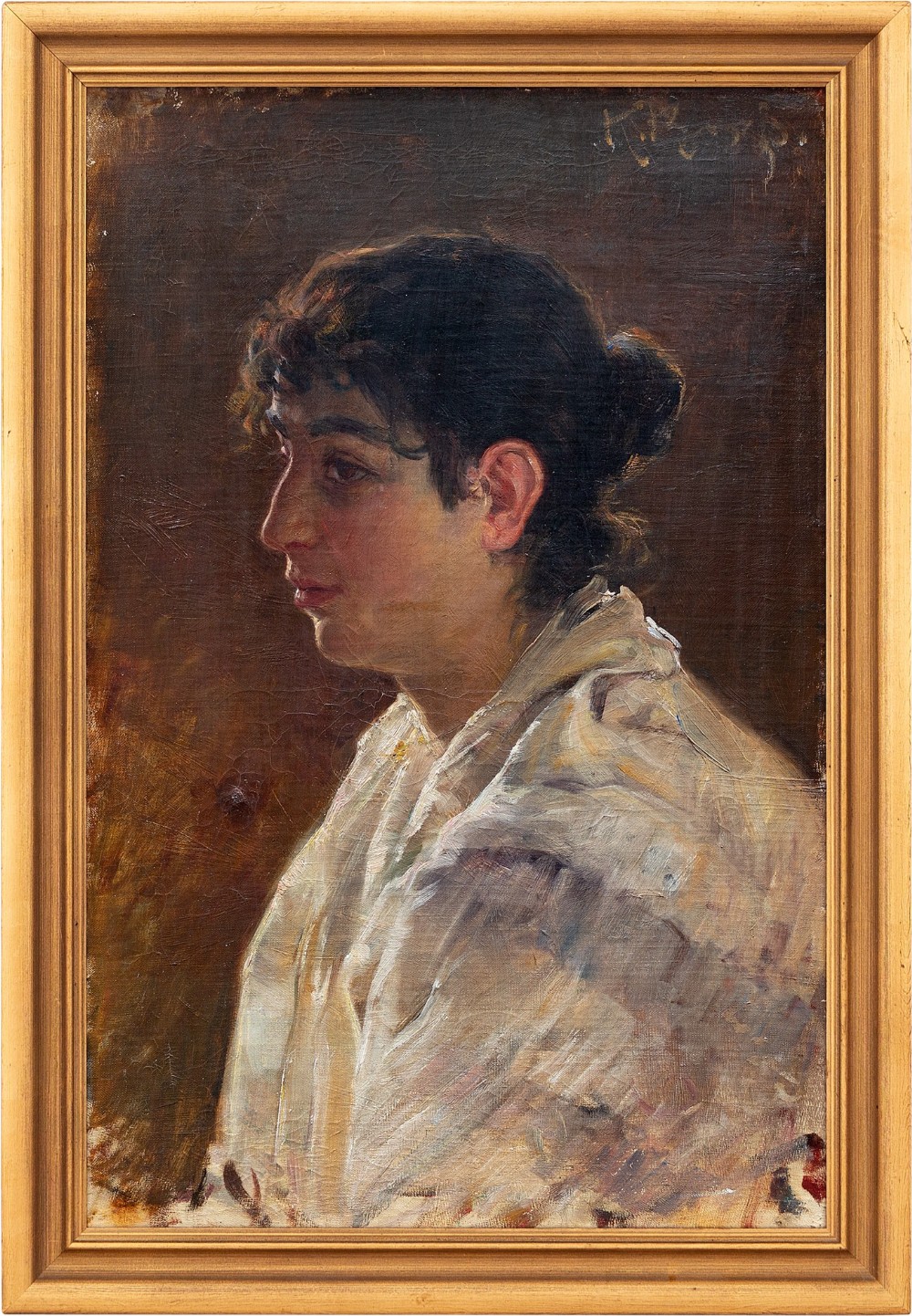 Early 20th-Century, Portrait Of A Woman - Antique Oil Painting 