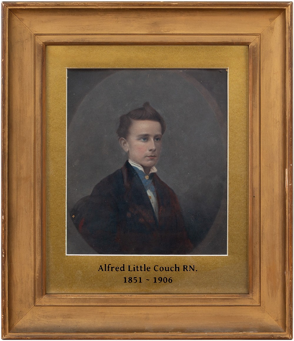 19th-Century Portrait Of Alfred Little Couch RN - Antique Pastel 