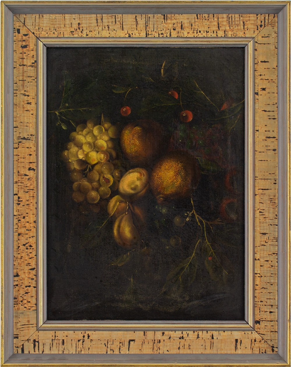 18th-Century European Still Life Life With Fruit - Antique Oil Painting 