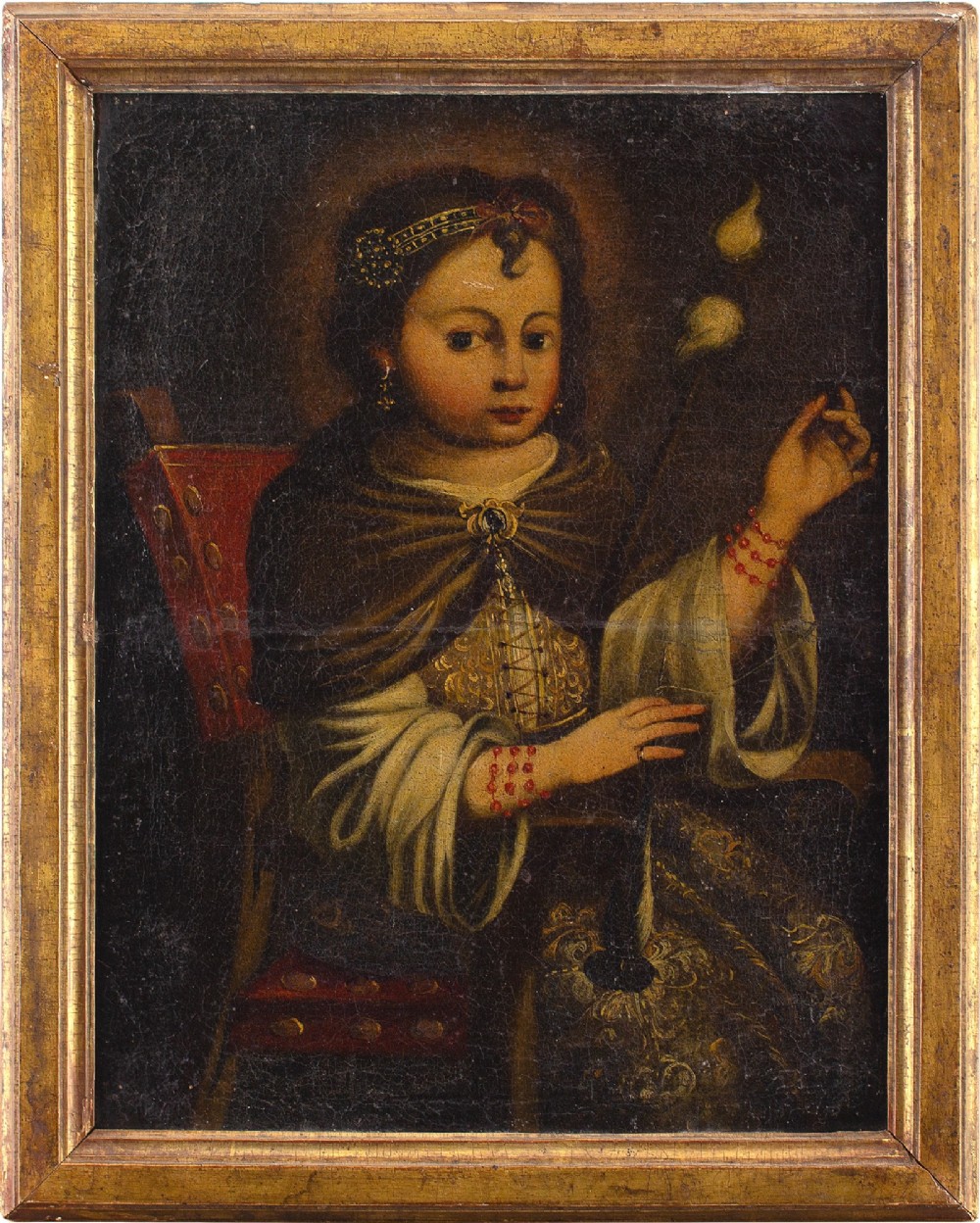18th-Century Sevillian School, Virgin & The Distaff - Antique Oil Painting 