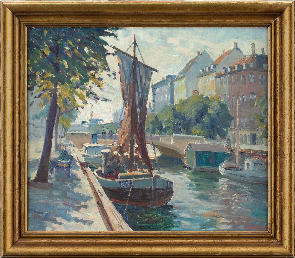 Thorvald Nygaard, Christianshavn, Denmark - Vintage Oil Painting 