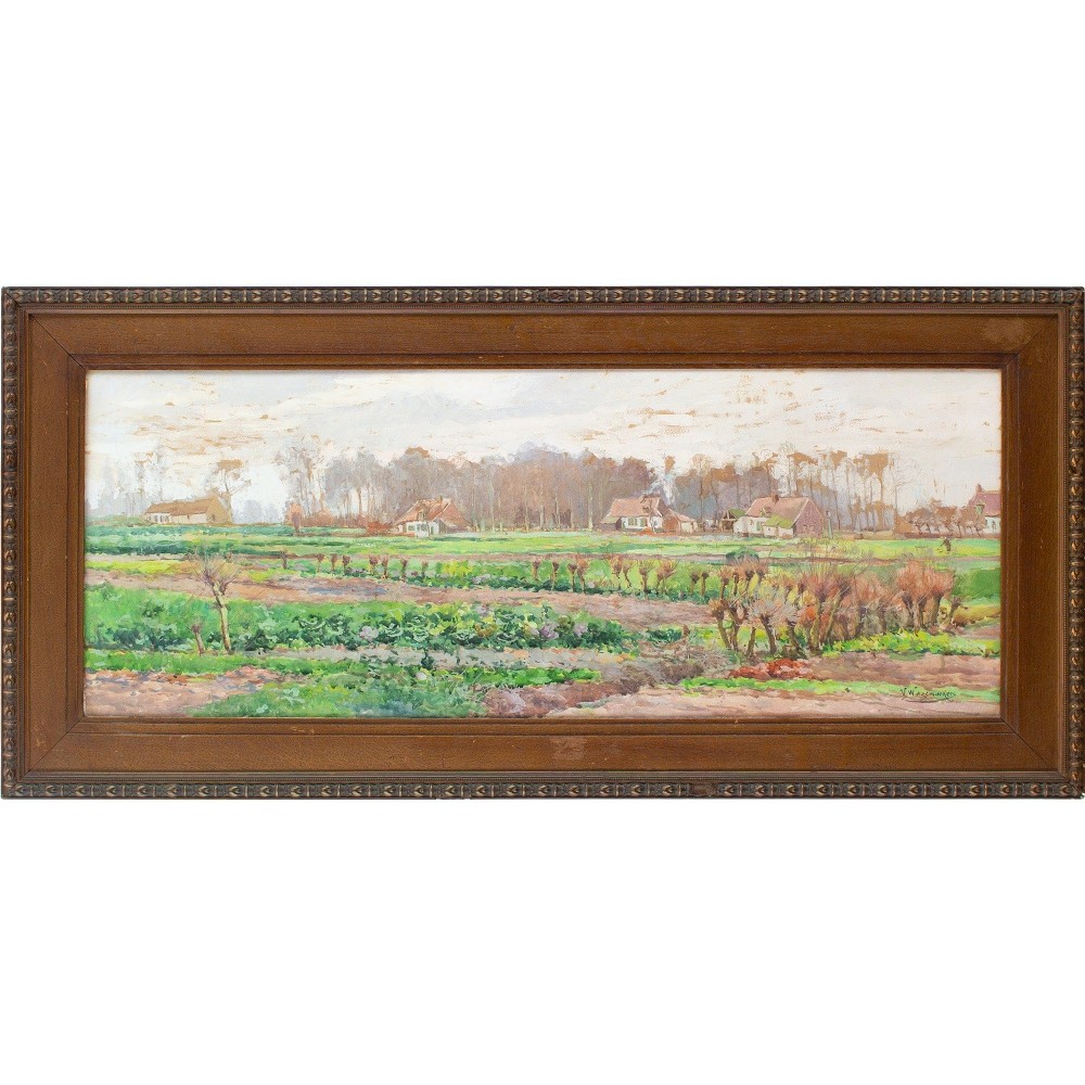 Victor Wagemaekers, Open View With Country Dwellings - Vintage Watercolour