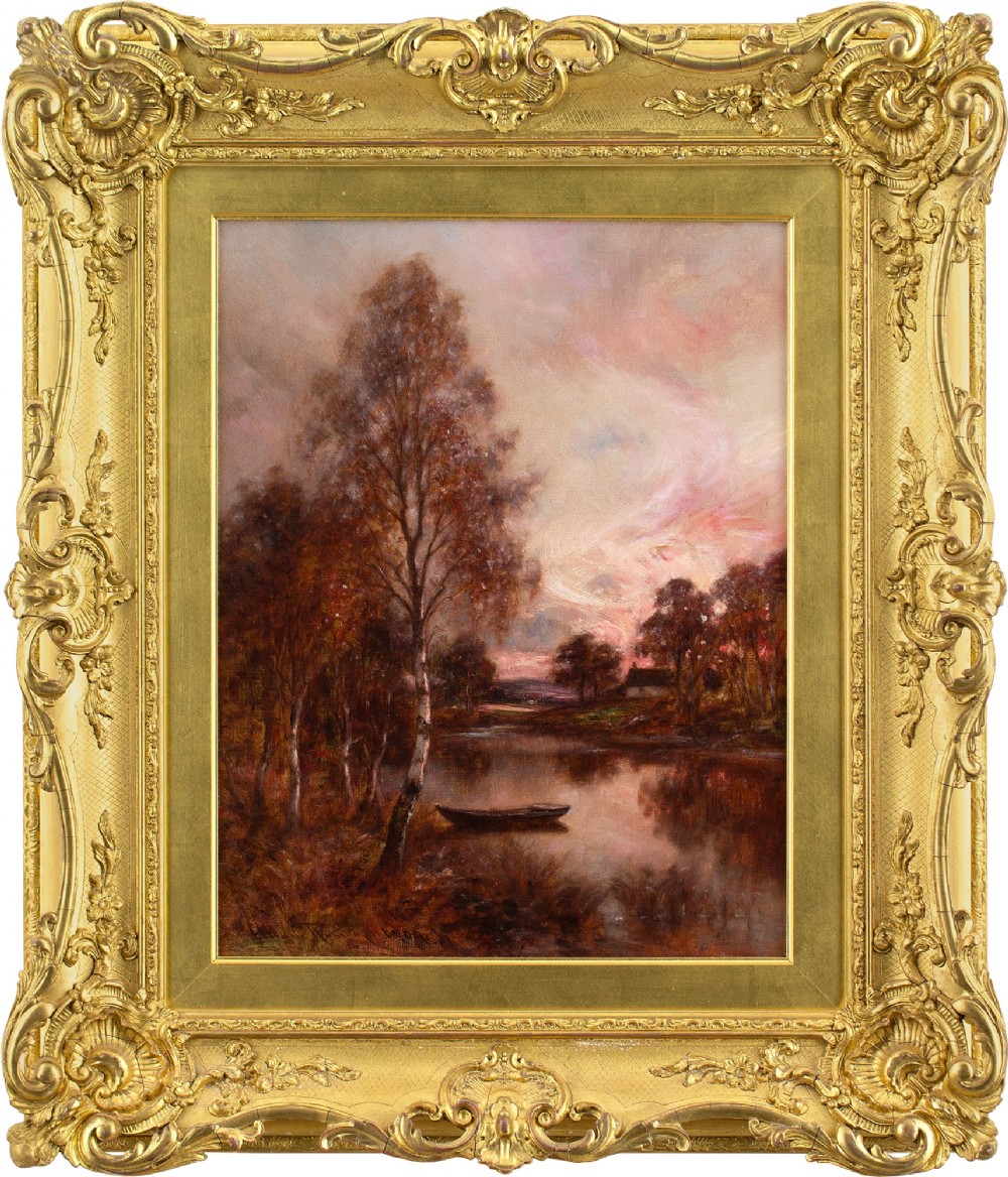 Allan Ramsay II, Evening Glow Near Glamis Forfarshire - Antique Oil Painting 