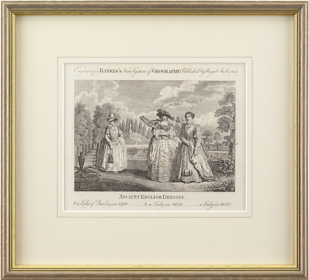 18th-Century Engraving, Ancient English Dresses 