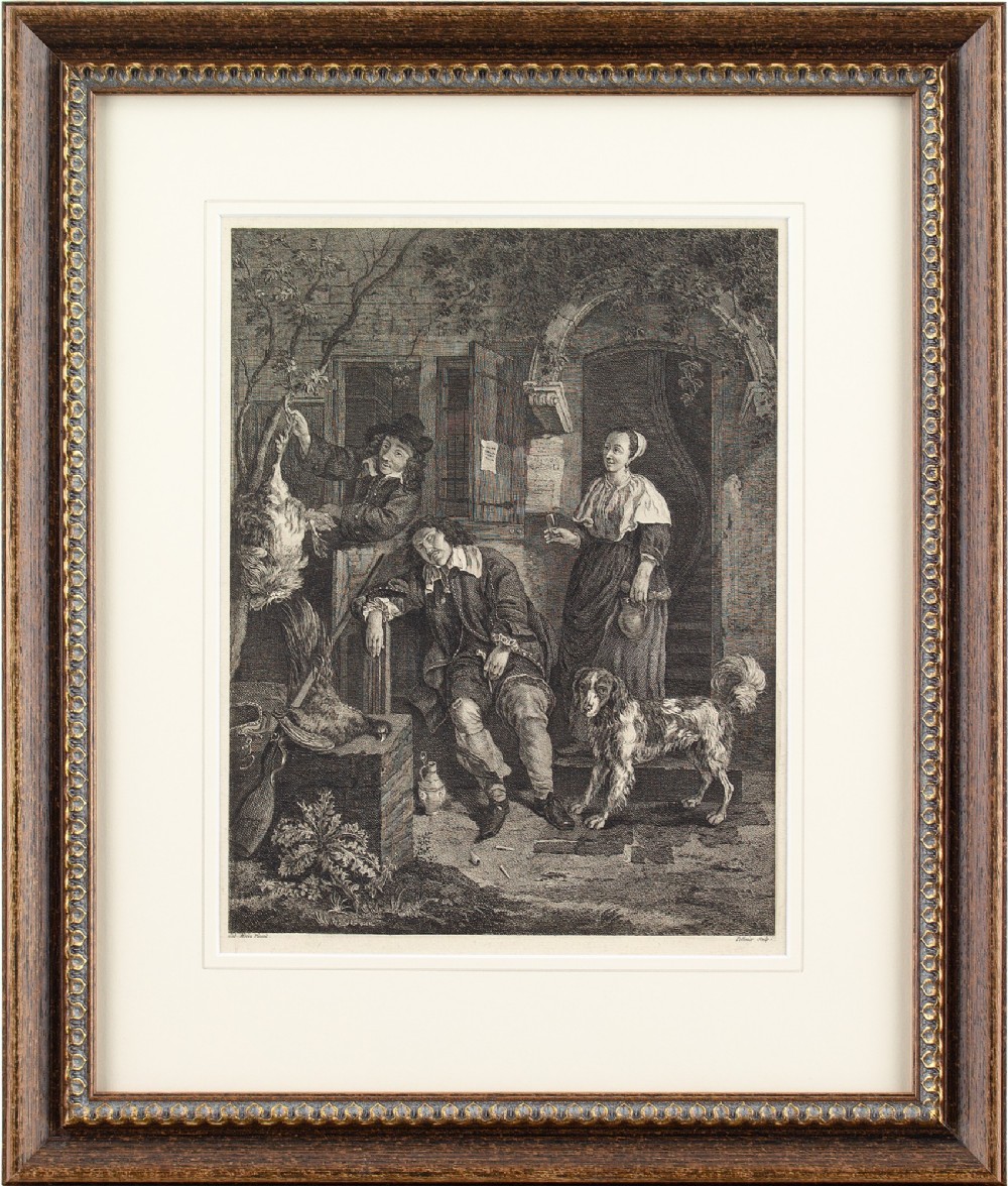 Jean Pelletier After Gerard Metsu, The Sleeping Sportsman - Antique Engraving 