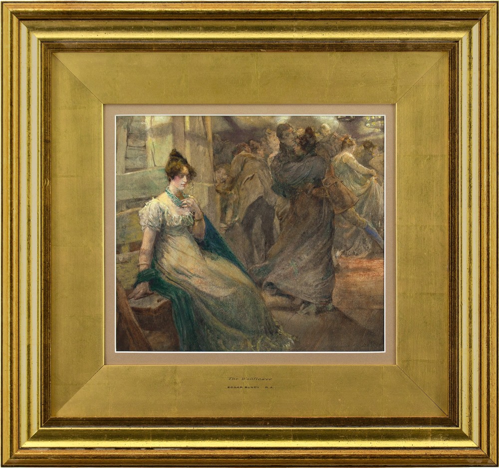 Edgar Bundy RA, The Wallflower - Antique Watercolour 