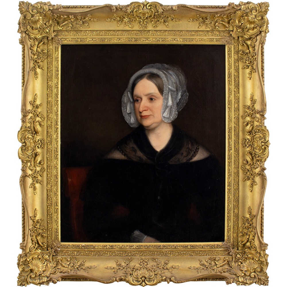 Mid-19th-Century English School Portrait Of A Lady - Antique Oil Painting 